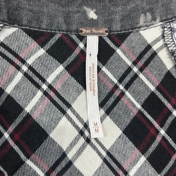 Free People Dottie Over You Floral Chambray Hi-lo Button Up Shirt Top Boho - Picture 6 of 8